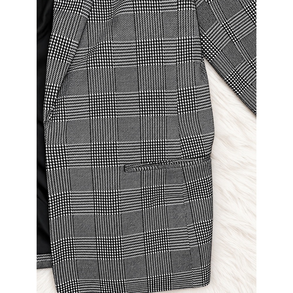Anne Klein Glen Plaid Metallic Blazer NWT Black White Tailored Workwear L - Picture 2 of 6